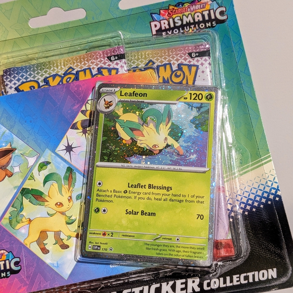 🍀 Leafeon 🍀 Prismatic Evolutions 💎 Tech Sticker Collection - Pokemon Cards